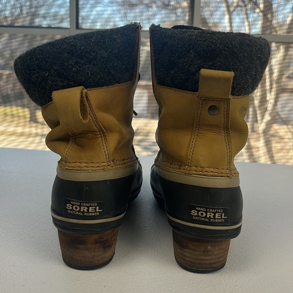 Sorel Slimpack II Boots Lace-up Waterproof Winter Duck Boots Black/Tan Leather - Picture 6 of 9